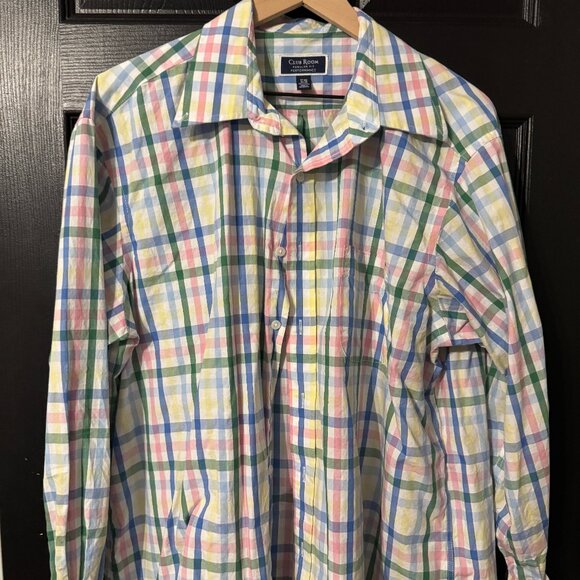 Mens Club Room Pastel Blue Pink Yellow Long Sleeve Button Down - Picture 1 of 3